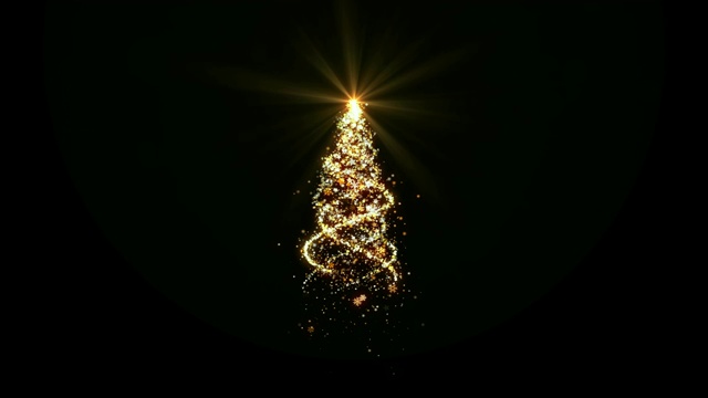 圣诞金灯树在黑色的背景为装饰或覆盖环视频素材