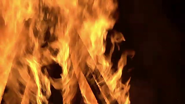 在黑暗中燃烧的木柴视频素材