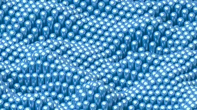 波浪表面与光滑的圆形蓝色圆筒动画背景视频素材