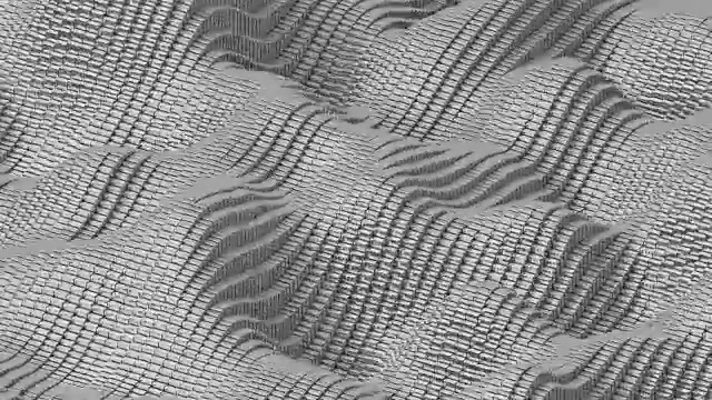 波浪表面与光泽的银色立方体动画背景视频素材