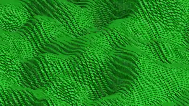 波浪表面与光泽的绿色立方体动画背景视频素材