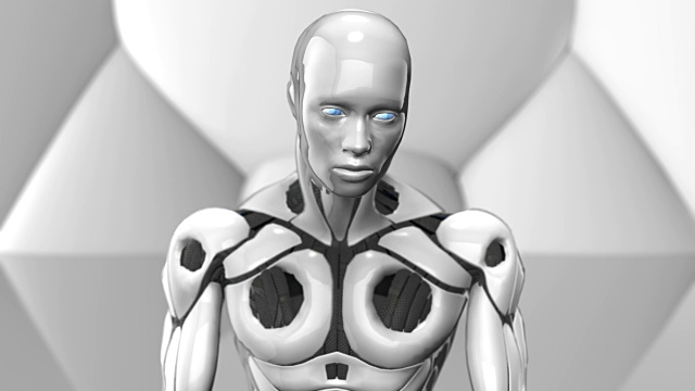 AI机器人端坐指向模拟人类智能的机器视频下载