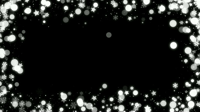 白色的圣诞雪花框架在黑色的背景为覆盖圈视频素材