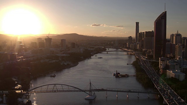 布里斯班河，布里斯班市，澳大利亚昆士兰州视频下载