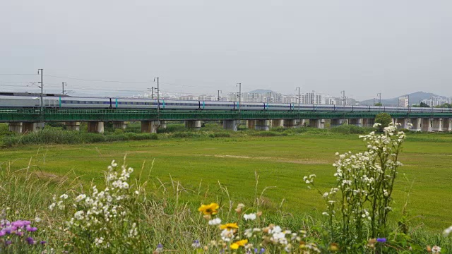KTX(韩国火车快车)在庆布线开往世宗西的Singil站视频素材