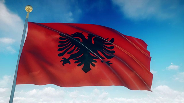 4k高度详细的阿尔巴尼亚国旗可循环视频下载