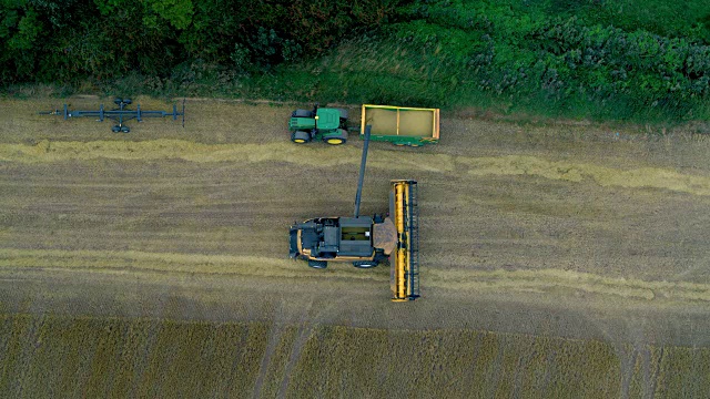 联合收割机和绿色拖拉机，凯顿湾，北约克郡，英格兰视频素材