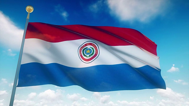 4k高度详细的巴拉圭国旗可循环视频下载