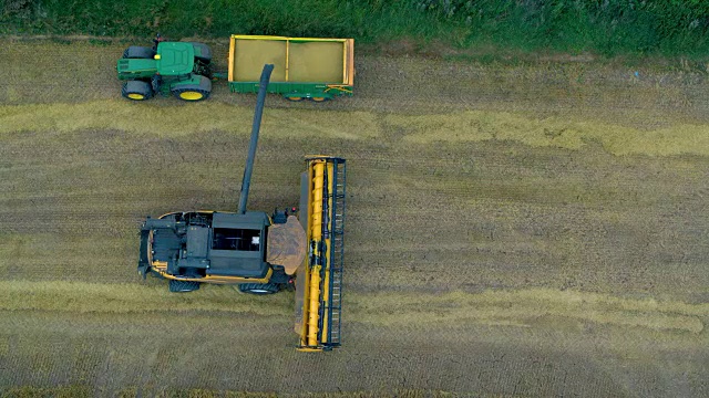 联合收割机和绿色拖拉机，凯顿湾，北约克郡，英格兰视频素材