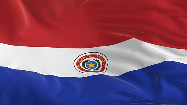 挥舞着环形的旗帜作为巴拉圭的背景视频下载