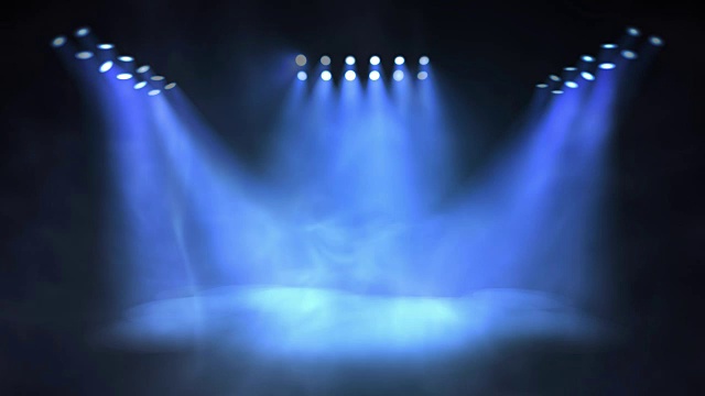 舞台灯光在讲台上闪烁。无缝循环动画。视频素材