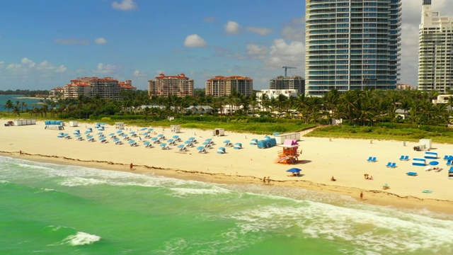 风景优美的无人机镜头美国佛罗里达迈阿密海滩视频素材