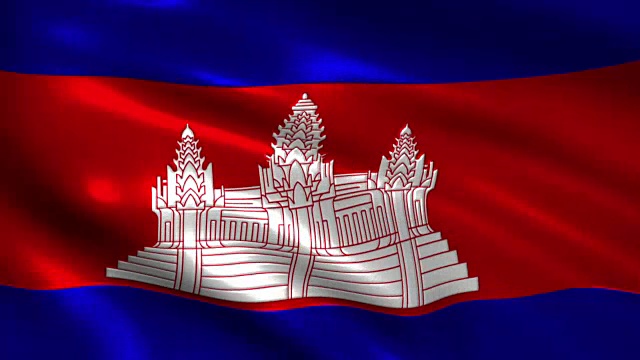 亚洲柬埔寨国旗视频下载