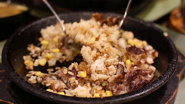 猪肉炒饭的一种烹饪方法视频素材