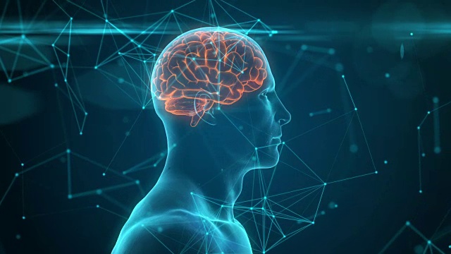 神经元活动。蓝色概念人脑的三维动画。视频下载