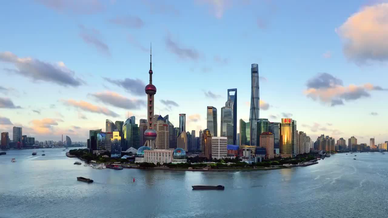 4K:上海全景日落到夜晚的时间流逝，中国视频素材