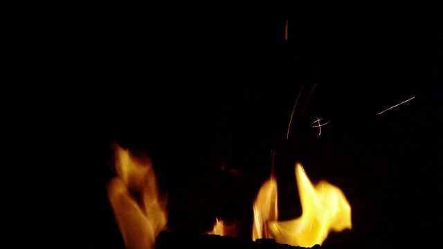 黑色背景上的壁炉火焰视频素材