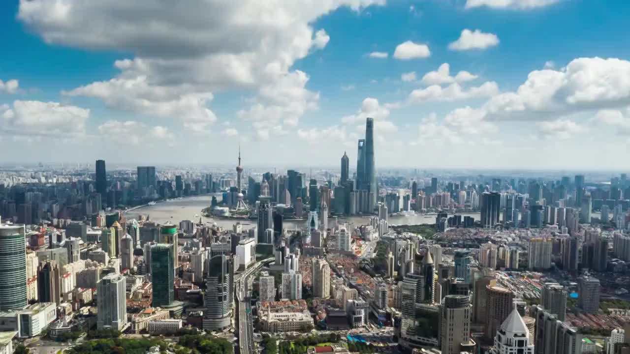 上海天际线，延时拍摄视频素材