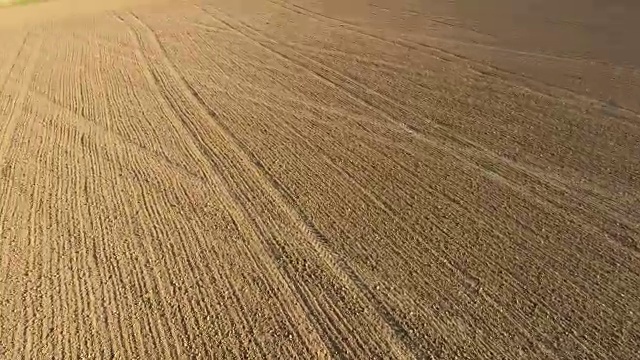 飞过村庄附近的耕地视频素材