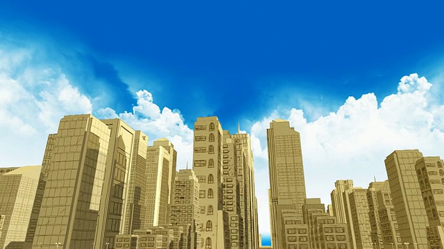 坠落的3D摩天大楼象征着城市建设视频素材