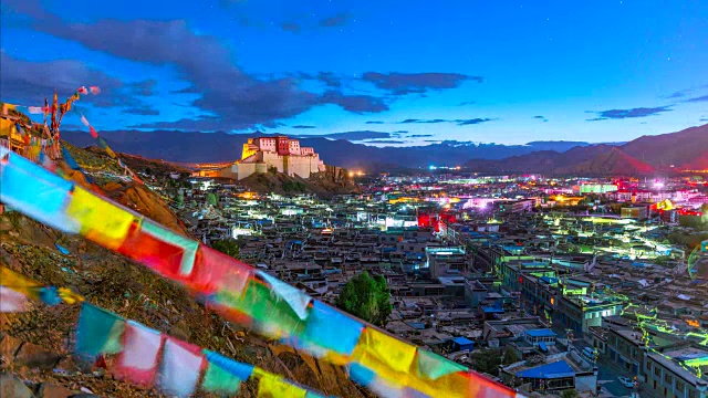 4K延时电影《夜至日出》日喀则寺，日喀则，中国西藏视频素材