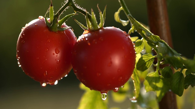 湿的红色西红柿视频素材
