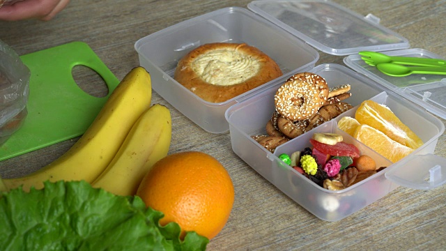 健康回学校午餐盒视频素材