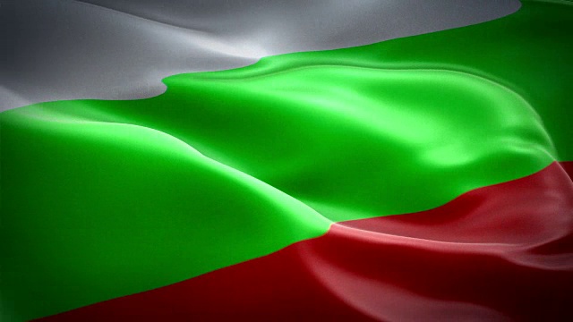 保加利亚挥舞着国旗。保加利亚国旗飘扬。保加利亚标志无缝循环动画。保加利亚国旗高清分辨率背景。保加利亚国旗特写1080p全高清视频演示，电影，新闻视频素材