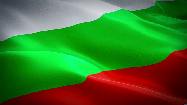 保加利亚国旗视频在风中飘扬。现实保加利亚国旗背景。保加利亚旗帜循环特写1080p全高清1920X1080镜头。保加利亚欧盟欧洲国家国旗/另一个国旗可用-检查我的资料视频素材