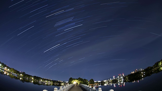 福冈市城市公园桥上美丽的星星步道视频素材