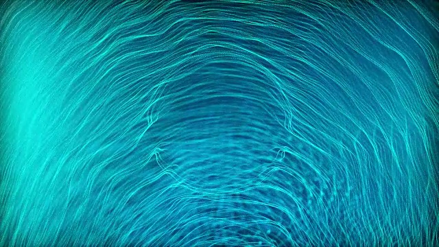 抽象的能量结构(蓝色，中心)，美丽的线条和球体背景。视频素材