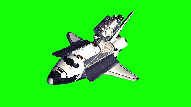 航天飞机和国际空间站模块。绿色的屏幕。视频下载