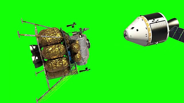 将下降舱与宇宙飞船分离。绿色的屏幕。视频素材