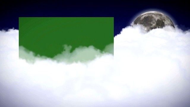 云和月亮动画，渲染，背景与绿色屏幕监视器，循环视频下载