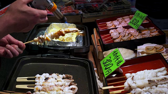 在京都nishiki市场做章鱼串视频下载