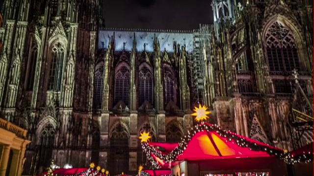 科隆大教堂的圣诞市场视频素材