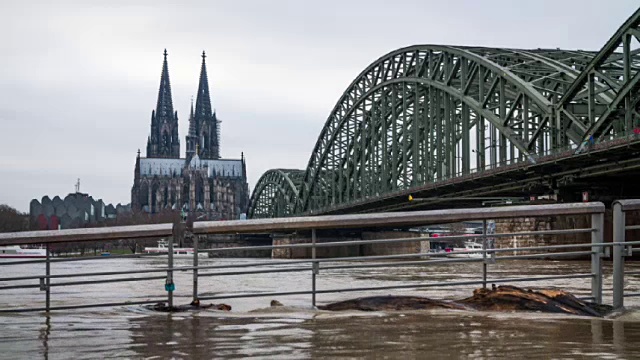 高水位——德国科隆的洪水视频素材