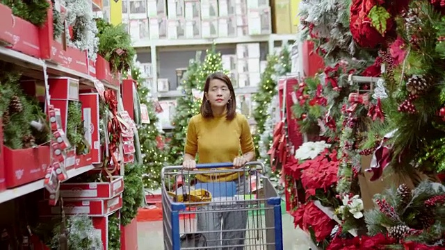 亚洲妇女在超市为圣诞节购物视频下载