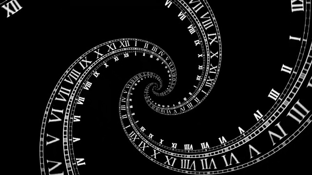 旋转螺旋表从罗马数字上的黑色背景视频素材