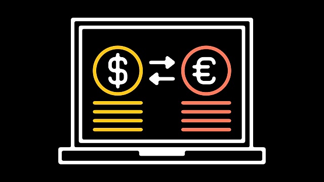 货币兑换线与阿尔法图标动画视频下载