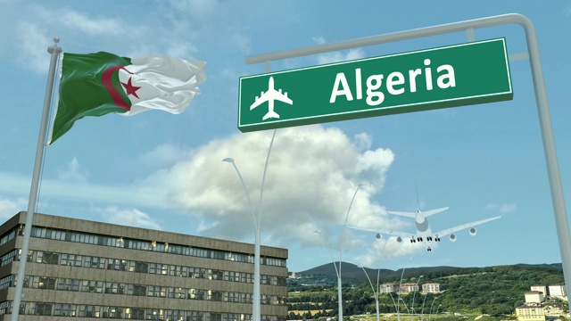 阿尔及利亚，飞机接近着陆视频下载