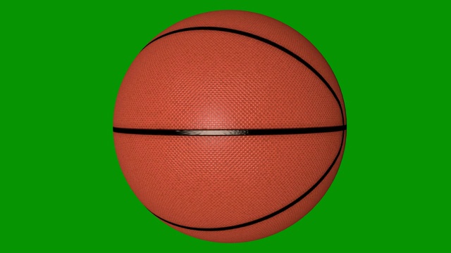 孤立逼真的篮球在绿色屏幕上旋转。无缝循环。4 k视频素材