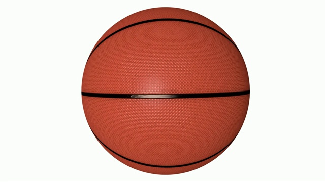逼真的篮球在白色的背景上旋转。毛圈。阿尔法通道包括视频素材