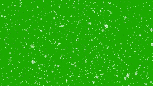 飘落的雪花-色度键-绿色屏幕，4k视频素材