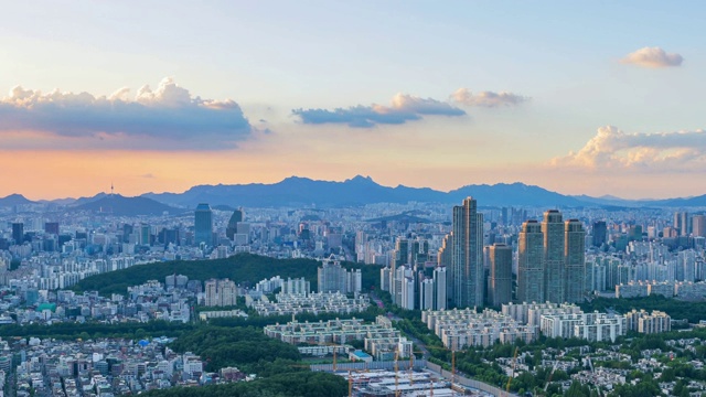 韩国首尔城市天际线的时光流逝视频素材