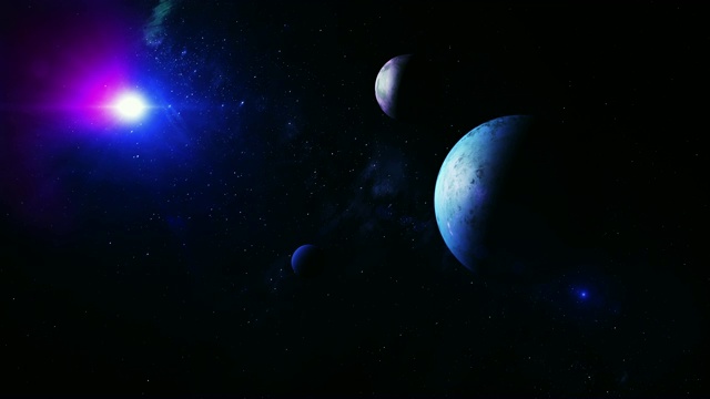 一个有外星行星的遥远恒星系统的3D动画视频素材