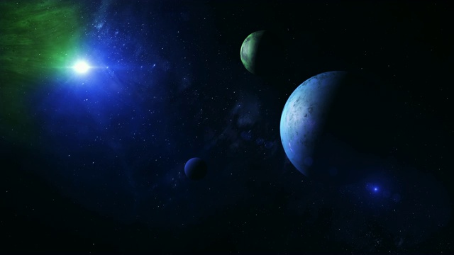 一个有外星行星的遥远恒星系统的3D动画视频素材