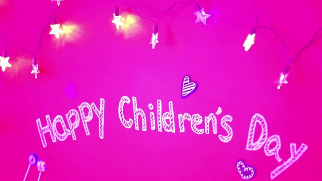 粉色的儿童节快乐背景视频视频素材
