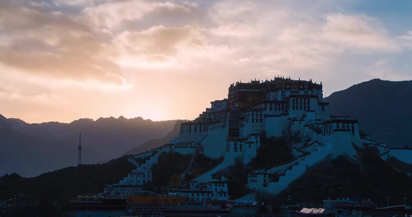 西藏的布达拉宫，时间流逝视频下载