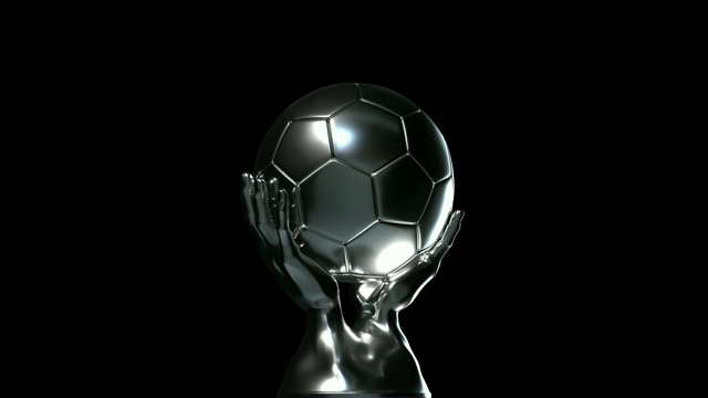 可循环的银色足球杯与阿尔法通道视频下载